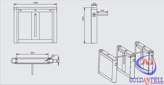 Office Entrance Stainless Steel Drop Arm RFID Turnstile With 600mm Passage Width