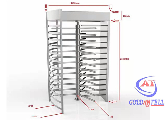 100V 240V cho người đi bộ Bảo mật cao Hệ thống truy cập cửa quay vòng Cổng Chiều cao đầy đủ