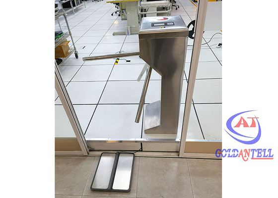 Cổng xoay ba chân đứng tự động bằng điện với đầu đọc thẻ Máy kiểm tra chân ESD