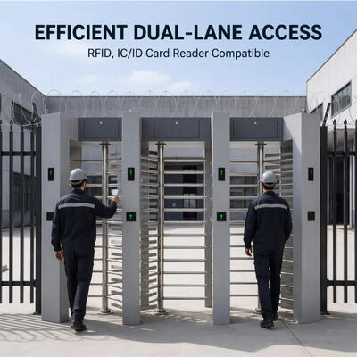 An ninh ngoài trời hai làn đường đầy đủ chiều cao vòng quay 304 thép không gỉ thẻ RFID nhận dạng khuôn mặt